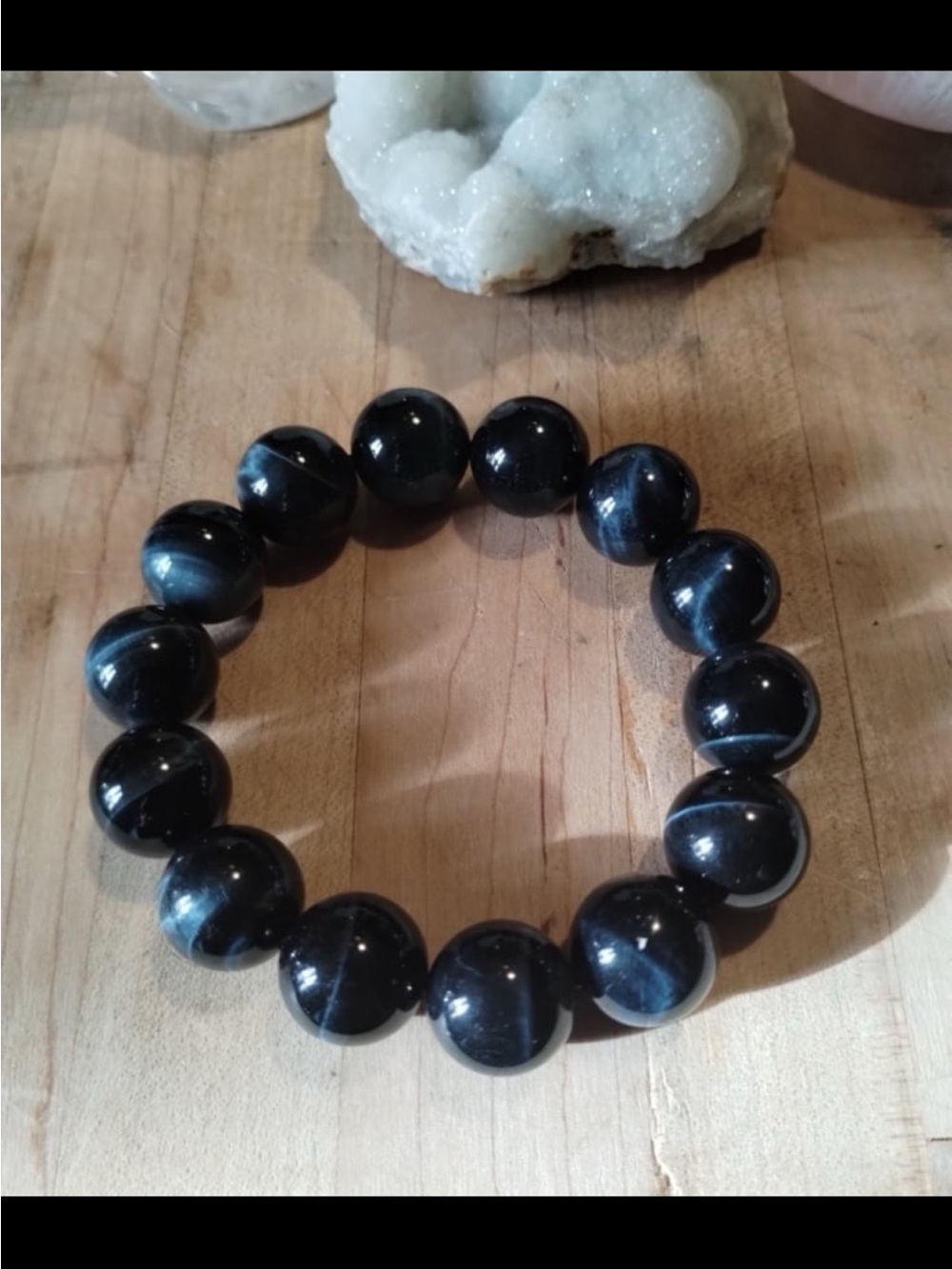 Blue tiger eye bracelet 16 mm beads UHQ